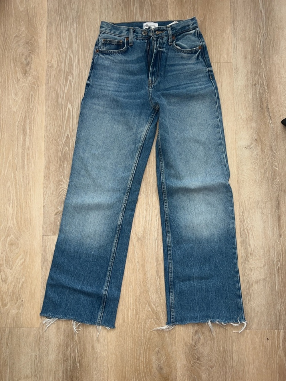 Zara Vintage Style Wide Leg Blue Jeans